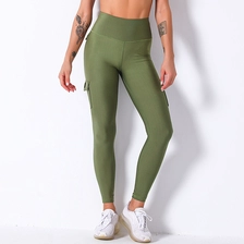 porcelana S-SHAPER Pantalones de yoga de cintura alta sin costuras para mujer con bolsillos Pantalones de yoga cargo Control de barriga Entrenamiento Yoga Leggings Factory fabricante