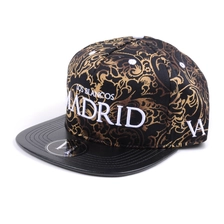 porcelana diseño puff bordado leopardo de cuero ala snapback gorras fabricante