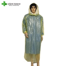 China China-Fabrik für gelbe Farbe Einweg PE Notfall Poncho mit schwarzem Band Hersteller