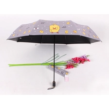 中国 2020 Hot sale high quality custom pongee fabric 3fold umbrella promotional rain umbrella manual open gray メーカー
