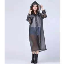 ประเทศจีน โลโก้ที่กำหนดเองยาวเสื้อกันฝนสำหรับผู้หญิงแฟชั่น EVA เสื้อปอนโชฝนด้วยเครื่องดูดควัน Drawstring ผู้ผลิต