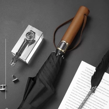 China Lotus 2022 27inch 8 ribs Straight Wooden Handle Automatic Golf Umbrella manufacturer