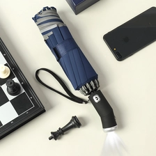 Chiny Lotus 2022 Inverted Reverse 3 Fold Automatic Umbrella With LED Light producent