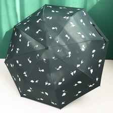 中国 Wholesale auto 3 folding umbrella pongee rain UV Umbrella green OEM メーカー