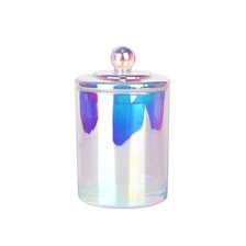 Cina Barattolo di vetro per candela bianco colorato iridescente elettrolitico da 12 once vuoto per realizzare candele con coperchio produttore