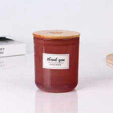 Cina Barattoli di vetro per candele rosso brunastro semitrasparenti a forma di U ecologici da 8 once con coperchi di bambù vuoti per la produzione di candele produttore