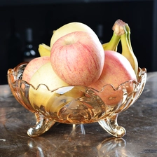 China European big glass bowls with feet, fruit bowls wholesale manufacturer