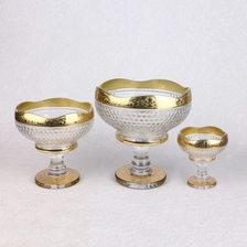 중국 Factory Stock Delivery Popular Golden Plating Bohemia Glass Series Glass Fruit And Candy Bowl Set 제조업체