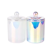 Cina Barattolo di candela in vetro iridescente perlato da 12 once di nuovo design di alta qualità per il mercato statunitense con coperchio in stock produttore