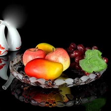 الصين Print flower glass fruit bowl home transparent glass fruit bucket supplier الصانع