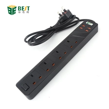 China BKL-03 UK standard plug 4 gang power socket with 4 way USB british standard extension power socket manufacturer