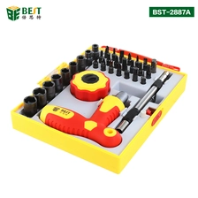 ประเทศจีน ชุดไขควงคู่ระบบ Ratchet Professional จำนวน 34 ชิ้นพร้อมไขควง CRV 1 ตัวสำหรับโทรศัพท์มือถือ BST 2887A ผู้ผลิต