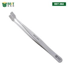 China Stainless steel tweezers flat tip tweezers factory BST-36A manufacturer