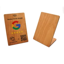 China Custom Printing Nfc Wood Card Stand Qr Code Tag NFC Menu QR Code Tag Card With Chip 13.56 MHZ for Restaurant Store manufacturer