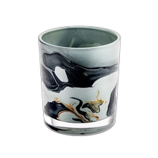 China Home Decoration Christmas Gift Colorful Painting Glass Candle Holders 300ml 8oz Glass Candle Jar manufacturer