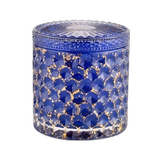 China Wholesale 440ml blue with shinning effect glass jar with lids for wedding manufacturer