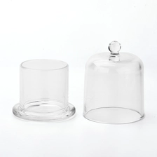 China Glass Cloche 2 Sets Display Dome Cloche Clear Glass Dome Candle Glass Jar Cloche Dome  manufacturer