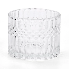 China 500ml Glass Candle Jars Embossed Glass Vessels for Candle Making manufacturer