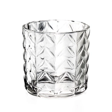 China Custom Color 500ml Glass Candle Jars 15oz Embossed Glass Candle Jars manufacturer