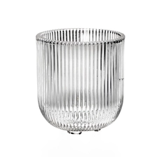 China Popular 260ml 550ml Stripe Ribber Glass Candle Holders manufacturer