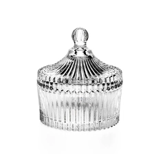 China Classic Stripe Glass Jar with Lids Wholesale manufacturer