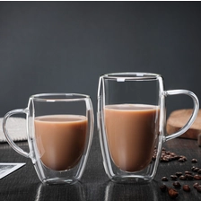 Китай 8oz 12oz Double Wall Glass Coffee Mugs 16 oz Clear Glass Coffee Mugs With Handle производителя