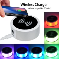 China Universal Custom Logo 15w Wireless Chargers Fast Charger Portable Round Aluminium Alloy Led Light Wireless Charging Pad manufacturer