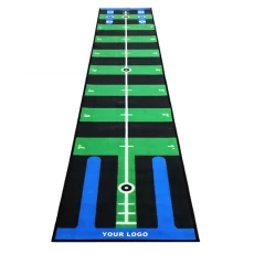 China Custom Green Golf Putting Mat for Narrow Indoor Spaces Rubber Golf Hitting Mat with Stable Design for Focused Putting manufacturer