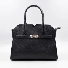China Black ladies tote bag supplier-Hot sale genuine leather woman bag manufacturer