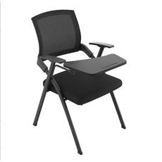 China Office Training Folding Chair Furniture Staff Stackable Mesh Office Training Chair With Plastic Writing Pad manufacturer