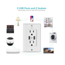 China 3.1A USB output American standard amazon alexa wifi faceplate smart outlet socket with led light manufacturer