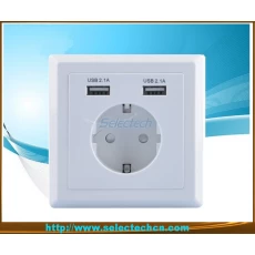 China Germany Socket Dual USB Wall plate Charger USB-20B manufacturer