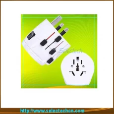 China Multi-color swiss world travel adaptor plug with ground pin SE-MT009 manufacturer