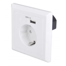 China USB-18 German style EU Schuko socket 86*86 type Single port USB Wall plate Charger manufacturer