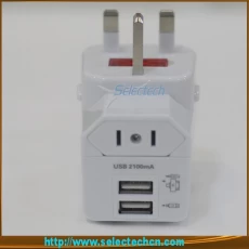 الصين تصميم فريد من نوعه USB المزدوج SCHUKO التوصيل محول الناتج العالمي و1A SE-MT82 الصانع
