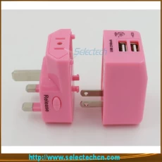 China unique design dual usb Schuko Plug Adapter universal And 2.1A Output SE-MT82-2.1A manufacturer