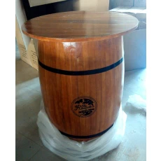 China Bar wooden wine barrel table customized logo manufacturer