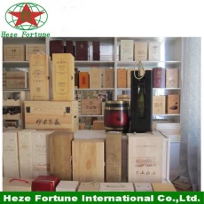 China Pine or paulownia wooden wine box with simple printing manufacturer