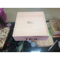 China atacado cor Custom caixa de chá de madeira sólida com compartimento fabricante