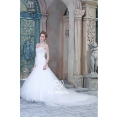 中国 实际图像缝珠蕾丝贴花心领婚纱礼服2015年 制造商