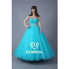 China Actual images beaded sweetheart floor length blue ball gown quinceanera dress manufacturer