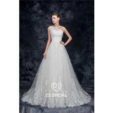 China Actual images elegant one shoulder lace wedding dress manufacturer manufacturer