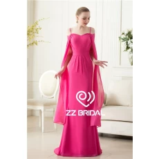 Китай Фактические изображения спагетти ремень красная роза шифон вечернее платье с шалью производителя