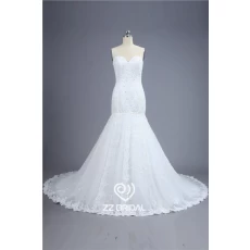 China Actual images spaghetti strap sweetheart neckline backless lace appliqued mermaid wedding dress manufacturer