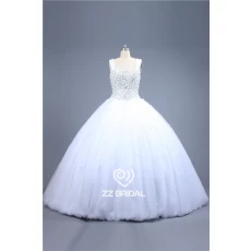 porcelana Las imágenes reales de espagueti vestido de bola con cuentas escote correa de novia de la boda vestido de China fabricante