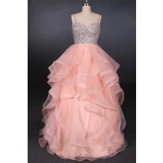 China China Suzhou Wedding Supplier Sweetheart Beadings Organza Sequins Ruffles Pink Wedding Dress Bridal Gown manufacturer