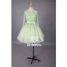 China China mini skirt long sleeve sequined green short evening dress manufacturer