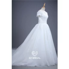 China China kurze Hülse weg von der Schulter Spitze appliqued Perlen Hochzeitskleid Lieferanten Hersteller