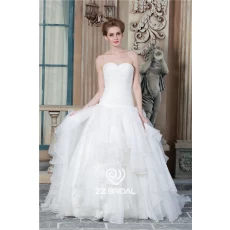 China China top quality sweetheart neckline ruffled organza ball gown wedding gown manufacturer