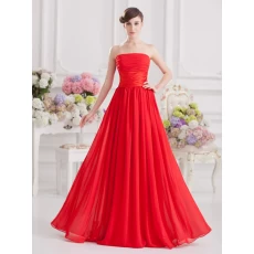 China Elegant sleeveless red long chiffon evening dress fabricante